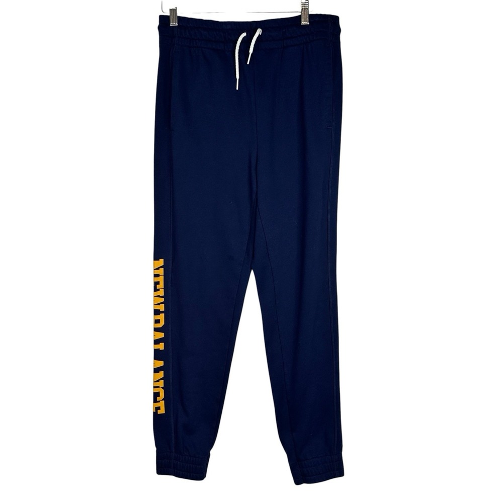 New Balance Jogger Sweatpants Mens S Navy Gold Logo MP13901 Athletic NWT